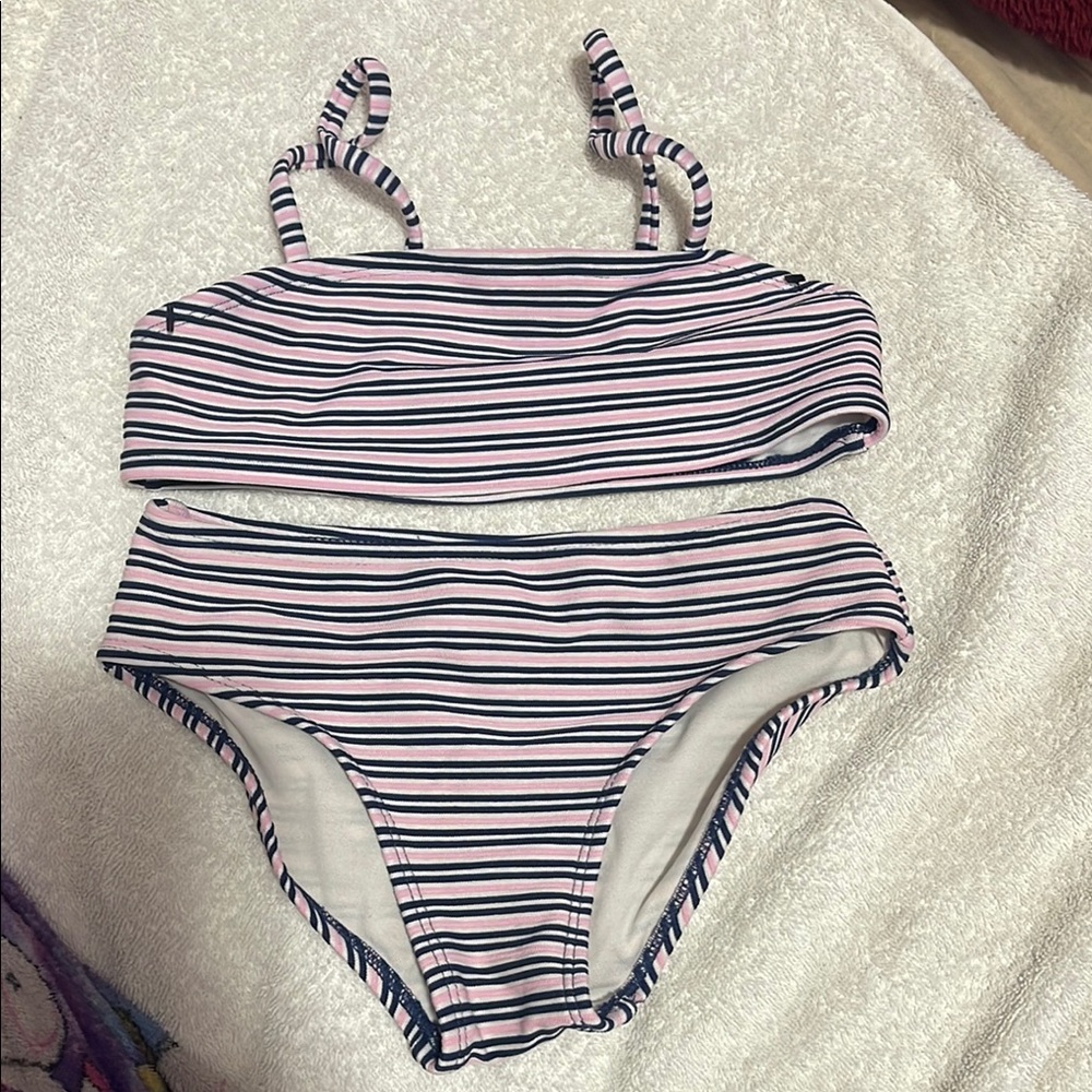 Striped Kids Bikini - Pink and Black